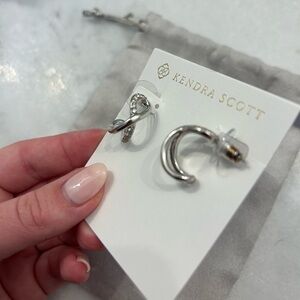 Kendra Scott Annie Infinity Hoop earring in silver/white crystal.